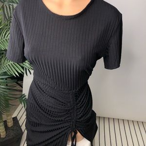 Black Plus Size dress with cute drawstrings